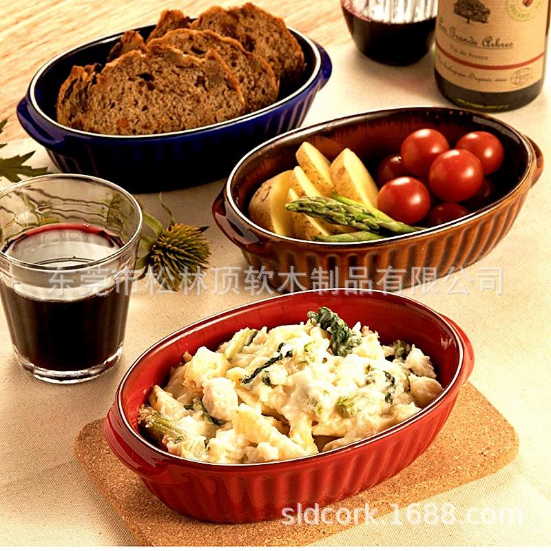 沙拉餐盘软木托盘底座