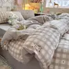 Conjunto de Roupa de Cama de Algodão Puro Grau Mãe e Bebê Quatro Peças ins Todo Algodão Amigo da Pele Lençol para Dormir Nu Capa de Edredom Conjunto de Três Peças para Dormitório Estudantil