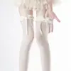 Calcetines Lolita dulces hasta la rodilla y hasta el muslo, calcetines JK de terciopelo blanco lechoso con lazo de encaje, calcetines holgados para chica Lolita
