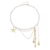 Collar Transfronterizo Europeo y Americano con Borla de Cristal Triángulo Irregular y Estrella de Mar para Mujer Estilo Chica Ins Collar de Playa