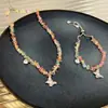 Colar de contas de borboleta de esmalte colorido para mulheres Summer Out All-match Clavicle Chain 2024 Novas explosões Colar doce