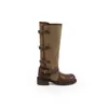 Primeiro encontro temporada 4cm salto grosso~ Dobrável dois usos fivela color block bico redondo cano médio botas de montaria femininas