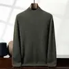Suéter Masculino Meia-Gola 100% Caxemira Pura Novo para Outono e Inverno Espesso Casual de Negócios Solto Tricotado Suéter Básico
