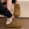 Pantuflas cerradas de suela gruesa para mujer, nuevo estilo vintage otoño 2026, con aumento interno de altura, sin cordones, adecuadas para usar en exteriores, medias pantuflas Birkenstock