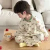 Conjunto de Pijama Infantil de Primavera, Tipo a 100% Algodão Roupas de Casa, Roupas de Bebê de Camada Dupla, Conjunto Tipo a 100% Algodão