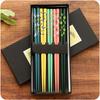 Caja de Regalo de Palillos de Bambú Estilo Japonés Palillos de Bambú de Dibujos Animados 5 Pares Juego de Cubiertos Portátil Hogar Palillos de Flor de Cerezo