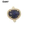 WT-C335 Rosa Brillante Francés Cristal Piedra con Purpurina Gema Colgante Pequeño Borde de Circonita Joyería Decoración Accesorios