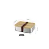 Lonchera de acero inoxidable 304 con correa personalizada, caja de almacenamiento para refrigerador, lonchera estilo japonés para exteriores con tapa de bambú, lonchera para estudiantes