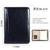 Caderno de negócios PU couro sintético A5 bolsa com zíper clipe multifuncional para gerente de escritório calculadora fichário
