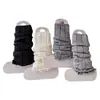 Calcetines de mujer estilo Miu, calentadores de piernas versátiles de estilo coreano con rayas verticales, cubiertas para piernas adelgazantes, nuevos calcetines holgados de lana tejida de otoño