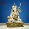 Estatua Tallada de Cobre Blanco del Guru Padmasambhava, Decoración para el Hogar de Interior Estatua de Cobre del Guru Padmasambhava, Adorno de Cobre de Mesa