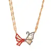 Collar y Pulsera de Mariposa Ins Transfronterizos Europeos y Americanos, Accesorios de Princesa Asimétricos Magnéticos de Pedrería Colorida para Mejores Amigas