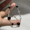 Pulsera de Piedra Natural Plata Rota Ágata Negra Colorida Simple Elegante de Gama Alta Versátil Pulsera Personalizada Pulsera de Moda