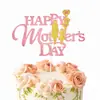 Decoraciones para Pasteles de Fiesta del Día de la Madre Transfronterizas, Adornos de Papel de Dos Colores con Brillo para Mesa de Postres, Artículos de Fiesta