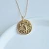 Collar con moneda de doce constelaciones en relieve de nicho europeo y americano, cadena de clavícula de constelación redonda de acero inoxidable y oro simple