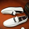 Mocasines blancos de primavera y verano para hombre, zapatos casuales británicos de cuero, zapatos de oficina de negocios de talla grande, piel de vaca de capa superior
