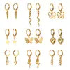 Conjunto de Brincos Estilo Europeu e Americano Transfronteiriço Estrela de Cinco Pontas Borboleta Coração Conjunto de 9 Peças Clipe de Orelha Doce Refrescante em Forma de Cobra Rosa
