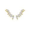 Pendientes de Hilo de Oreja de Espiga de Trigo de una Pieza de Plata S925 con Circonita de Lujo Ligero Moda Elegante Alto Ambiente Pendientes de Botón de Hoja