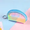 Bolsa para monedas Femenina Mini Compacta Linda de mano Transparente PVC Portátil Conveniente Llavero Almacenamiento de monedas Cartera pequeña