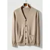 Cárdigan de Punto para Hombre de Comercio Exterior Negocios de Alta Gama Casual Cuello en V Color Sólido Suéter para Hombre Simple de Primavera y Otoño Ropa para Hombre