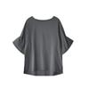 Japonés y Coreano en stock Nuevo Producto 2024 Verano Japonés Color Sólido Cuello Redondo Pulóver Manga Campana Top Camiseta para Mujer