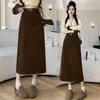 Falda de Pana para Mujer 2026 Otoño/Invierno Nueva Falda de Longitud Media Vintage Elegante Estilo Hepburn Falda Recta de Cintura Alta