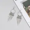 Pendientes Largos de Metal con Borlas Estilo Coreano Exagerado para Adelgazar, Pendientes Minimalistas de Aleación Geométricos de Personalidad Europeos y Americanos, Forma Redonda