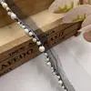 Malla Negra y Blanca de Puntos Bordado a Mano Perlas Diamante Encaje de un Solo Lado Accesorios para Bordes de Ropa Puños Accesorios