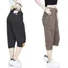 Pantalones Rectos Sueltos y Fluidos Shorts Transpirables de Secado Rápido Pantalones de Longitud Media con Raya de Estrella Pantalones Capri Casuales de Seda Helada de Verano para Hombre