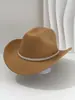 Chapéus Europeus e Americanos para Homens e Mulheres, Chapéus de Cowboy Macios de Feltro Estilo Britânico, Chapéus Tendência Fashion com Pérolas e Strass para Festa, Palco, Personalidade Retrô