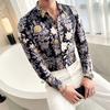 Nova lapela dos homens não- passar longa- manga comprida camisa início do outono na moda digital impresso camisa de moda casual 2931