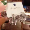 Brincos de Argola de Metal com Três Argolas para Mulheres, Estilo Coreano, Design em Forma de C, Brincos da Moda para Mulheres