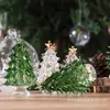 Vidrio de Cristal Verde Dorado Árbol de Navidad exquisito fino hecho a mano pequeña escultura decoración de escritorio Navidad pequeño regalo