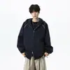 Sudadera con cárdigan para hombre de primavera y otoño, estilo high-street, versátil, corte holgado, diseño de patchwork, estilo casual americano, chaqueta unisex de corte holgado