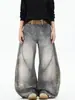 Jeans Acampanados Lavados Vintage Tie-Dye Unisex Adelgazantes Diseño Desconstruido Scimitar High Street Americano Pantalones de Pierna Ancha