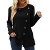 2022 Otoño e Invierno Nuevo Amazon Casual para Mujer Cuello Redondo Abertura Irregular Hebilla de Uña Manga Larga Camiseta Mujer