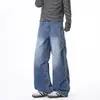 Jeans plisados de estilo americano de calle para hombre, nueva colección otoño 2026, pantalones rectos holgados de pierna ancha con lavado degradado
