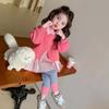 Conjunto de Dos Piezas Falso de Botones Coloridos para Niñas, Estilo Primavera y Otoño, Conjunto de Dos Piezas Sudadera Moda Coreana para Niños Pequeños