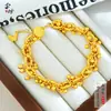 Pulseira de Fruta Caqui em Forma de Sino, Corrente Tradicional de Ouro de Areia com Múltiplos Elo, Banhada a Ouro Cobre, Alta Retenção de Cor, Luxo Leve, Estilo Moda para o Dia a Dia para Mulheres