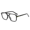 Nuevo Armazón de Gafas Retro de Doble Puente para Hombres, Gafas Planas con Filtro de Luz Azul, Se Pueden Equipar con Graduación, Para Cara Grande de Mujer, Armazón de Gafas Pequeño