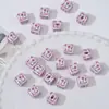 Borda Dupla Estampa de Rosa Contas Quadradas Vintage Rosa Inglês Contas Soltas Artesanal DIY Corrente de Celular Pingente para Bolsa Contas