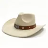 Sombrero de fieltro transfronterizo europeo y americano, sombrero de vaquero occidental de la pradera de Panamá, sombrero de lana británico vintage, fedora de ala enrollada para mujer