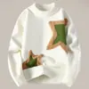 Fábrica de Origem Suéter Masculino Moda Tendência Marca Jacquard Padrão Estrela Tricô Masculino Solto Casual Camisa Básica