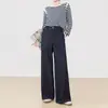 Jeans Yanrui Fashion de Cintura Alta Wide-Leg para Mulheres 2026 Novo Estilo Desconstruído Dividido Cor Original Calças Casuais Calças Femininas Zhengzhou