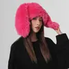 Chapéus de Inverno Europeus e Americanos para Mulheres, Orelhas de Coelho Grandes de Pelúcia, Chapéus Pulôver Coloridos Lisos da Moda à Prova de Vento, Chapéus Quentes para Proteção das Orelhas