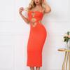 Vestido tubo sexy con espalda descubierta y ombligo al aire con correa colgante para el cuello para comercio exterior transfronterizo Europa y América