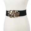 Hebilla Popular Transfronteriza Hebilla Redonda Estilo Europeo y Americano Cinturón Ancho Elástico para Mujer Cinturón Elástico para Vestido Suministro Directo de Fábrica