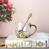 Tazas de Esmalte al por Mayor del Fabricante, Nuevo Estilo para Mujeres, Tazas de Té con Flores de Alto Valor para el Hogar, Vasos de Agua Exquisitos de Oficina de Gama Alta