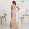 Nuevo Vestido de Noche de Comercio Exterior Estilo Europeo y Americano con Escote en V y Lentejuelas, Moda Femenina Transfronteriza de Amazon, Vestido Largo de Lujo con Abertura