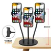 Suporte para Transmissão ao Vivo com Múltiplas Câmeras, Suporte de Mesa Duplo para Câmeras, Suporte para Quatro Câmeras, Múltiplas Unidades para Colocar Múltiplos Discos de Transmissão ao Vivo para Celular